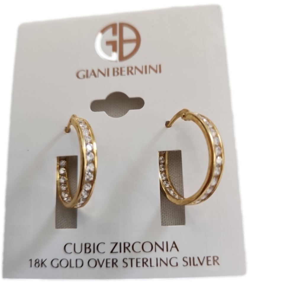 Giani Bernini 18k gold over Sterling Silver Cubic Zirconia Earrings..H…